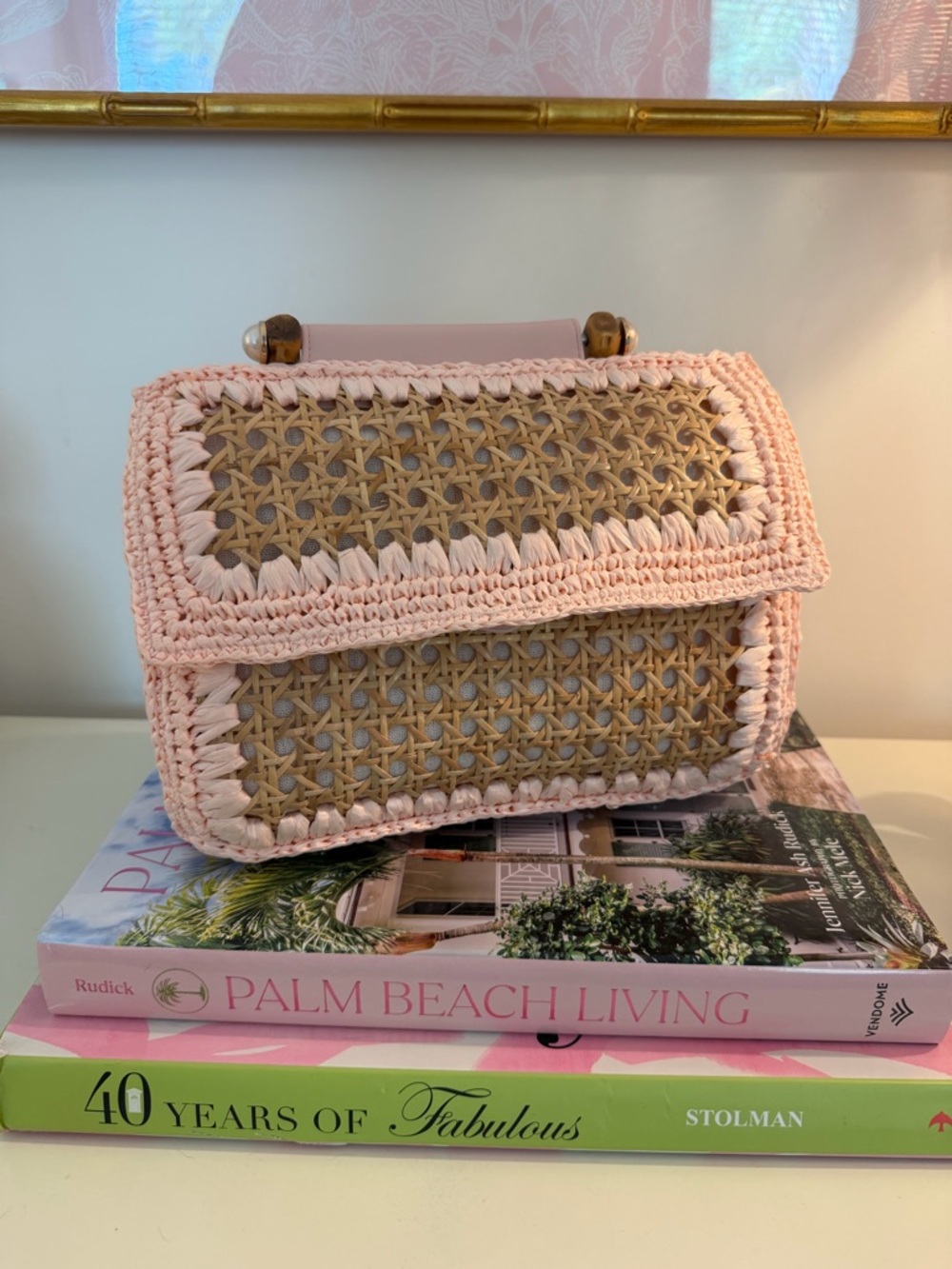 BTB Elodie Rattan handbag with bamboo handle - Picture 3 of 10